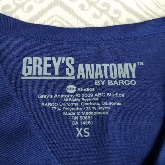 Grey's Anatomy Dark Blue Nurses Medical Scrub Top - Picture 7 of 7